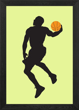 Silhouettes of basketball Framed Wall Art Poster Canvas Print Picture
