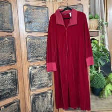Vintage Jasmine Rose Full Zip Long Deep Red Velvet Velore Robe Large 1553