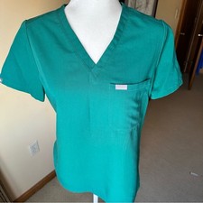 Figs Hunter Green V-Neck Scrub Top Sz S