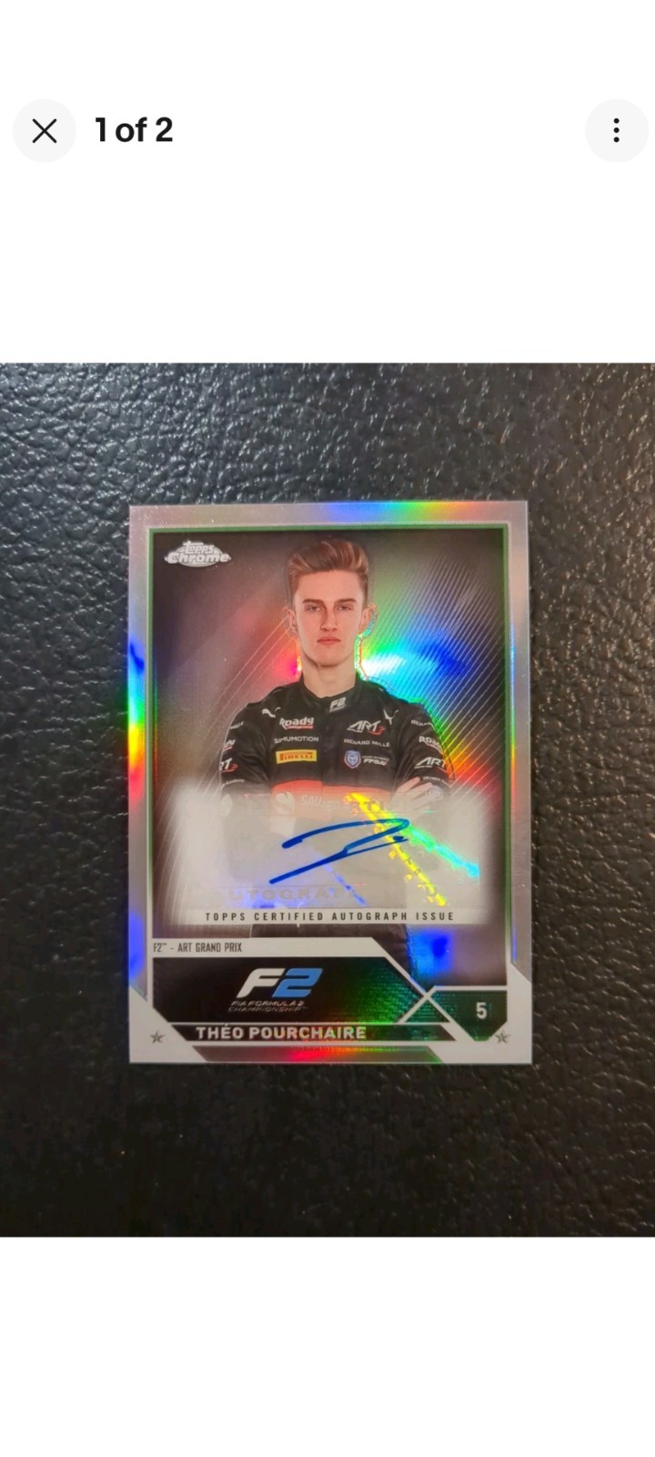 Theo Pourchaire #3 2023  Chrome Formula 1 F2  Autograph Refractor #CAC-TP