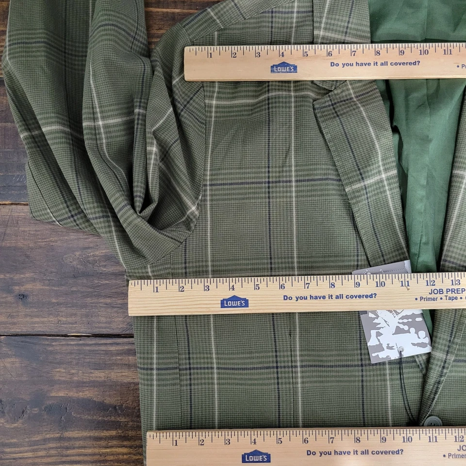 Structure Men's Sport Coat Blazer Two Button Green Plaid Cotton Size XL NEW - Image 2 of 4