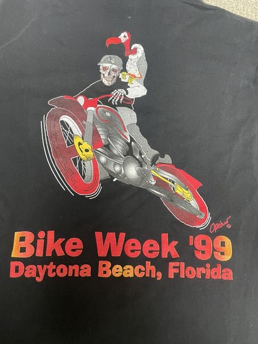 Vintage Men's XL Single Stitch 1999 Bike Week Daytona Beach Bad lands L - Picture 2 of 8