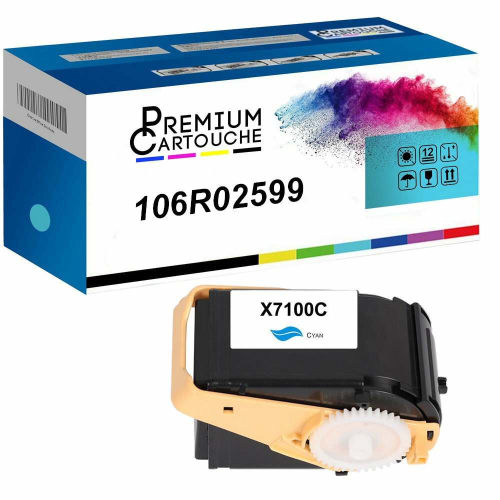 Toner cyan 106R02599 compatible Xerox pour imprimer vos dossiers et rapports professionnels