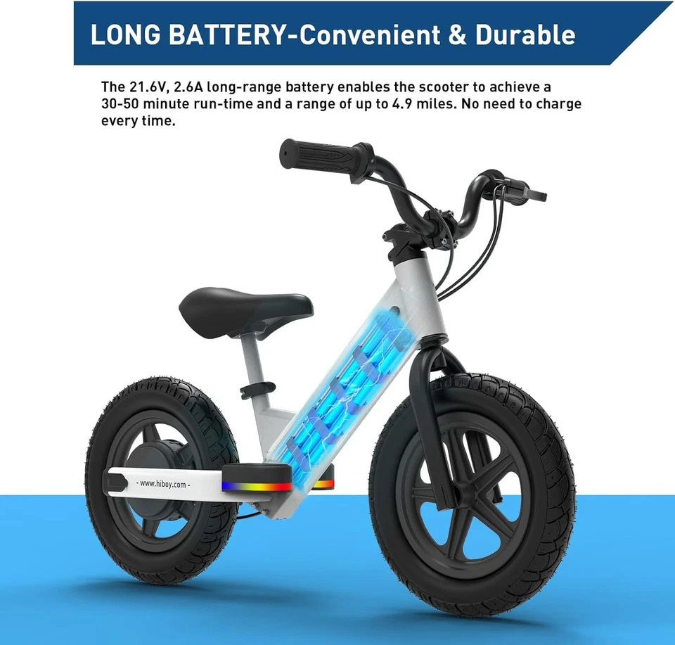 Hiboy BK1 Electric Balance Bike for Kids 12"Tires 150W Peak Motor 21.6V/2.6Ah - Image 3 of 4