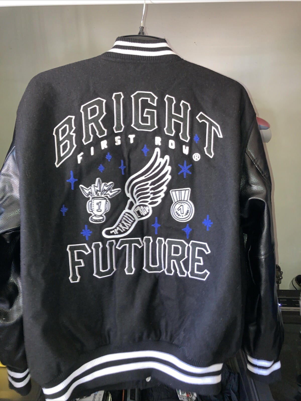 Giacca PRIMA FILA Bright Future Varsity Bianco Nero da Uomo XXL $160