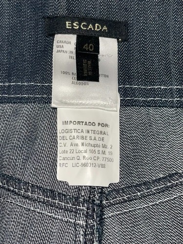 Pantalones de vestir de pierna ancha Escada para mujer talla 40 logotipo de perlas blanco a rayas - Imagen 21 de 24