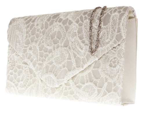 Satin Lace Clutch Bag Shoulder Elegant Rose Gold Wedding Evening Womens Handbag - 第 22/88 張圖片