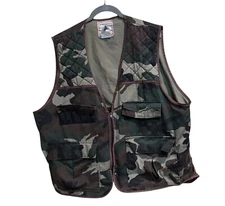 Northwest Territory Mens Hunting Vest XL Green Camo Game Pouch Pockets Outdoors