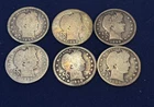 Barber Quarter Lot 6 Coins 1897 1898 1898O 1898S 1899 1900