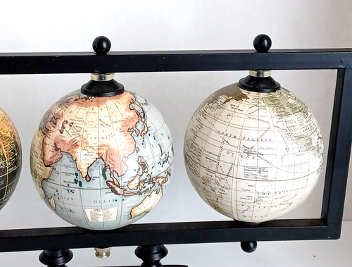 Triple Globe Center Piece Decorative Conversation Home Office Approx 14" x 8" - Picture 12 of 19
