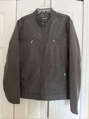 NWOT~KENNETH COLE *REACTION* Windbreaker 4 Pockets~Gray Full Zip Jacket size L
