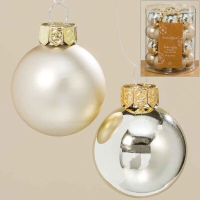 Boltze 24 stück Glas Christbaumkugeln D4cm in champagner-1008175