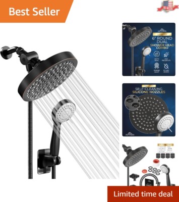 High Pressure Rainfall Showerhead with Handheld 3 Spray Settings - Oil Rubbed