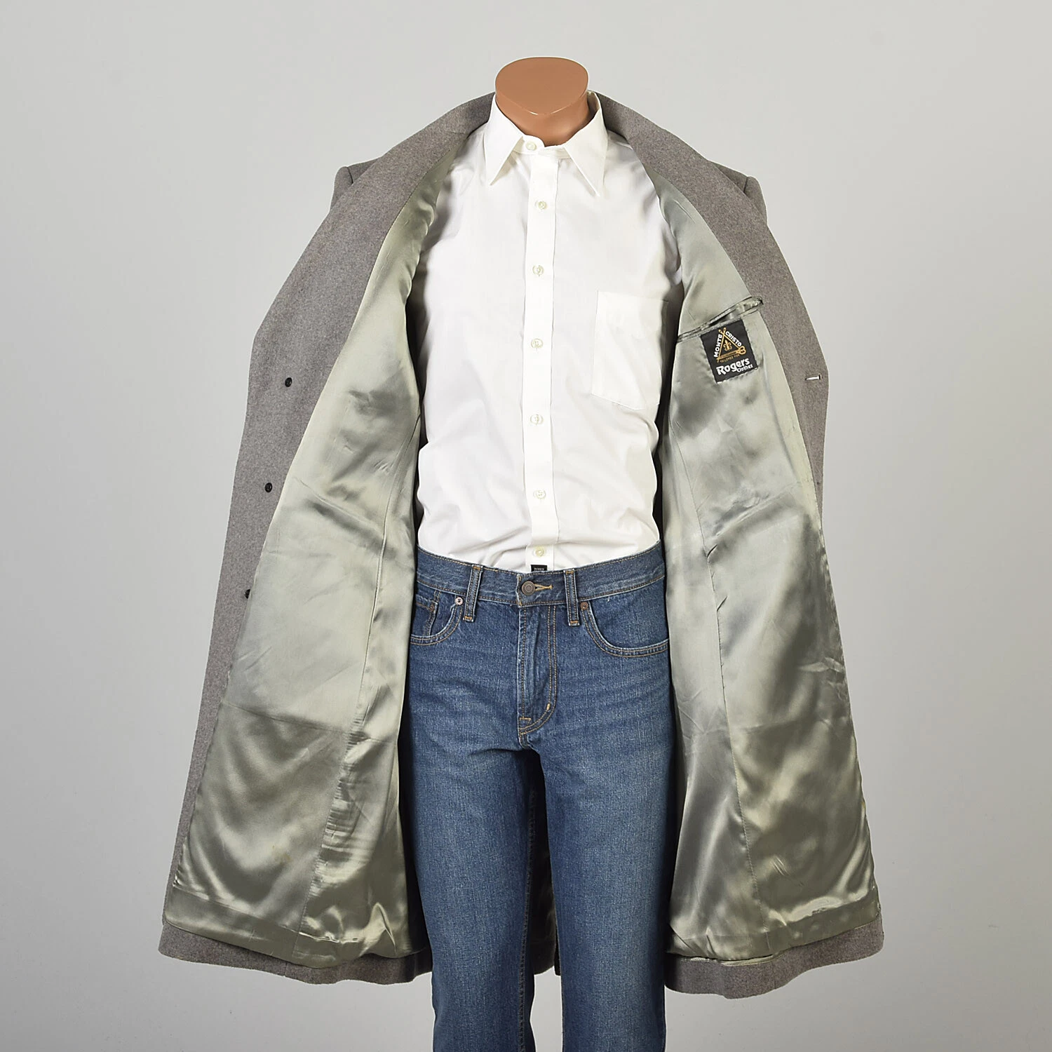  1970s collared button front sage green lining jacket