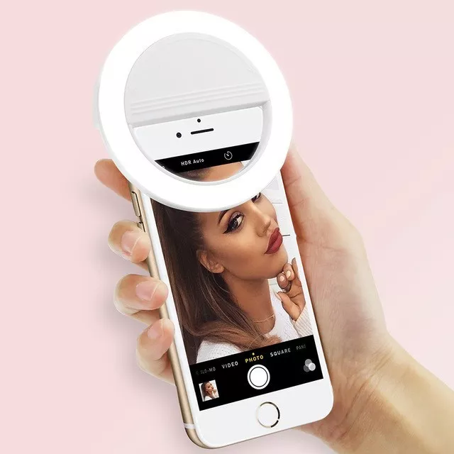 Portable Selfie 36 LED Ring Flash Rechargeable Light Clip For all