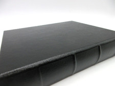 Photo Album 8x9 Leather Cover 4 Ring Binder 72 Clear Pockets Black Saffiano