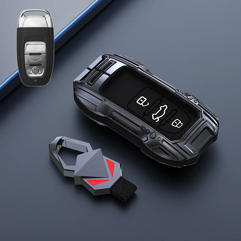 Zinc Alloy Silicone Car Key Case Cover For Audi RS R8 Q3 Q5 Q7 S8 A3 A4 A5 A6 A7 Foto 4 de 4