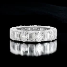 18K White Gold 6 Ct Lab Grown Emerald Cut Diamond Eternity Band 5.10 mm E F VS