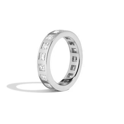 Wedding Eternity Mens Band 3.40 Ct  Lab Grown Asscher Cut Diamond 950 Platinum