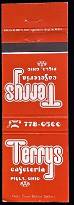 TERRYS Cafeteria Piqua Ohio Vintage Matchbook Cover B-3215