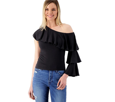 Studio Park x Vanessa Herring One-Shoulder Cha-Cha Top Black XL A601352