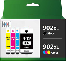 Reman 4 Pack 902XL CMY 902XL Black INK FOR HP OFFICE JET PRO 6968 6978 6960