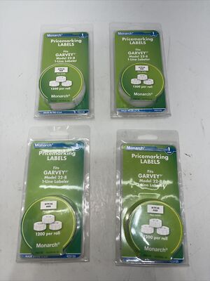 4 Monarch Pricemarking  Labels  Fits Garvey Model 22-81-Line Labeler LOC PEG G-9
