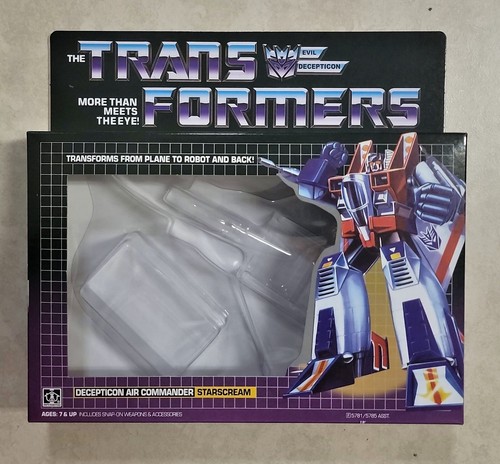 TRANSFORMERS G1 STARSCREAM BOX, INSERT, BUBBLES, & MANUAL NEW! DECEPTICON ROBOT