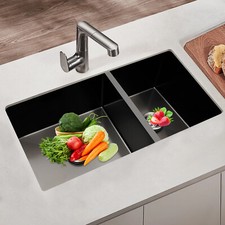 33'' Kitchen Sink large Double Bowls Kitchen Bar Sink 304 Stainless Steel Sink