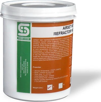 SIMOND STORE Refractory Mortar, 2300F for Fire Brick,Ceramic Fiber, Forge, Kiln /4 LBS Cement