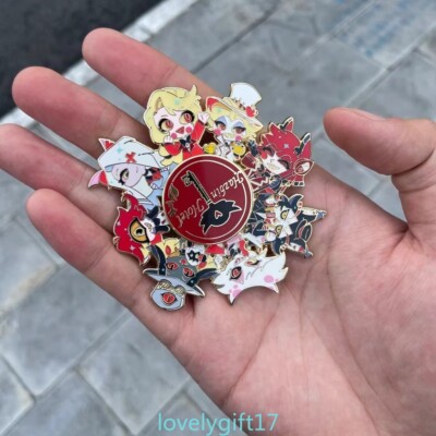 Hazbin Hotel Alastor Anime Rotate Pins Metal Badges Lapel Bag