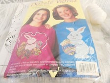 VTG Bucilla Dazzle Works Sequin Kit 2 Different Easter Bunny Designs New Open Pk