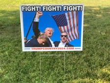 Donald Trump Fight Fight Fight 24" x 18" Lawn Yard Sign W/Stake -Iconic Photo