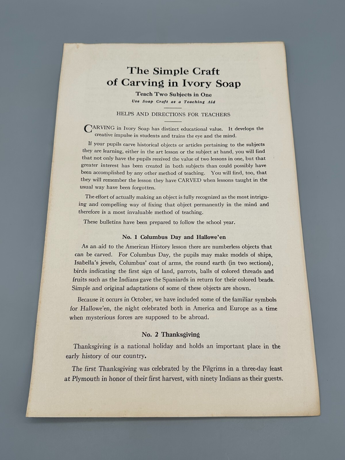 1920's Ivory Soap Carving Lesson Plans Templates for Teachers Antique!