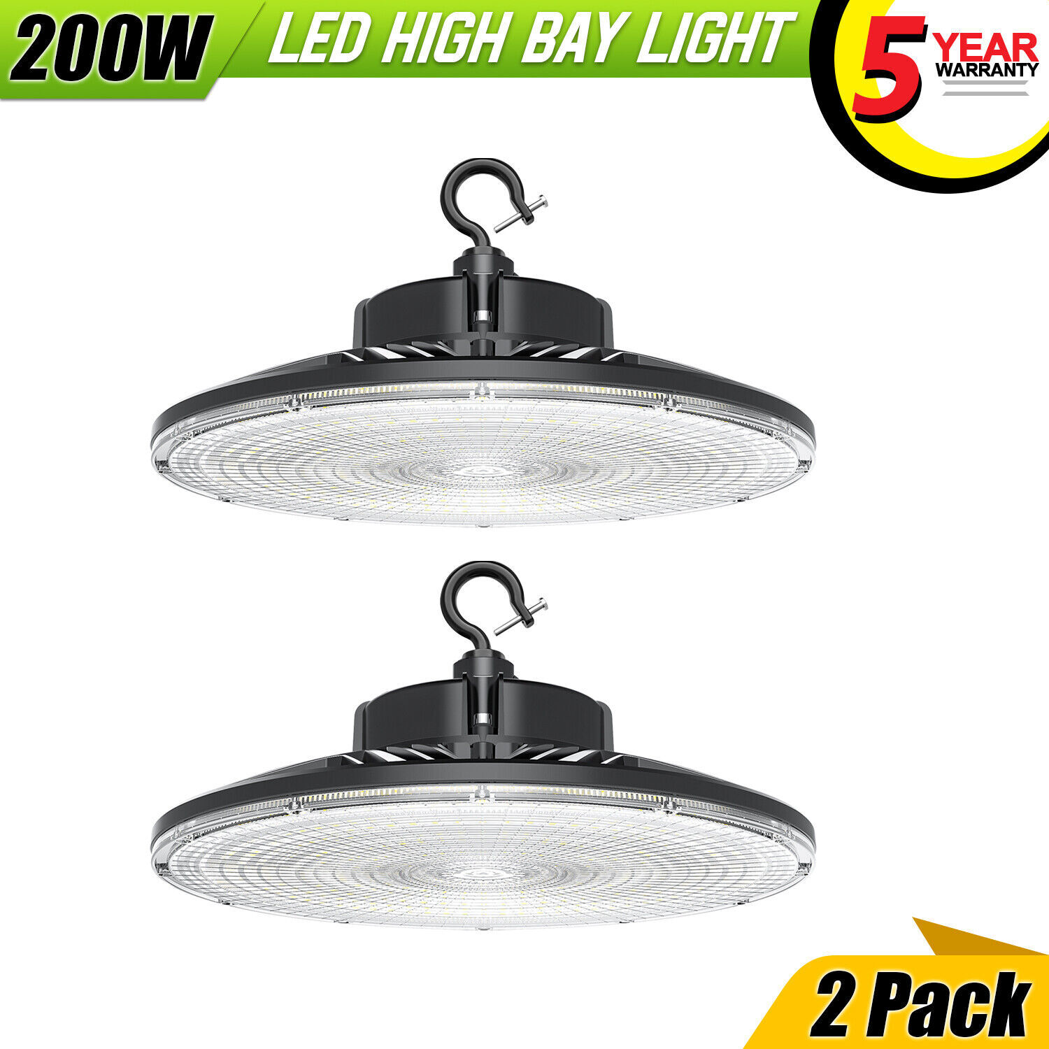 2 Pack 240W UFO Led High Bay Light Warehouse Factory Commercial Lighting Fixture