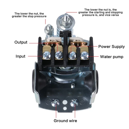 30-50 PSI Well Water Pump Pressure Control Switch Adjustable Double Spring Pole - Bild 8 von 10