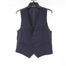 Salvatore feragamo vest men's 38 Navy blue gilet 5 button waistcoat designer