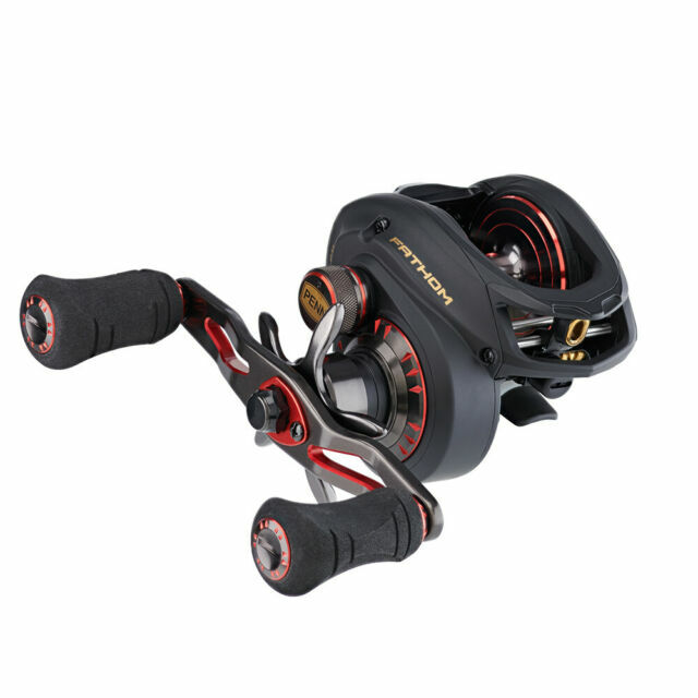 Penn Fathom Low Profile Baitcast Reel - Red And Black