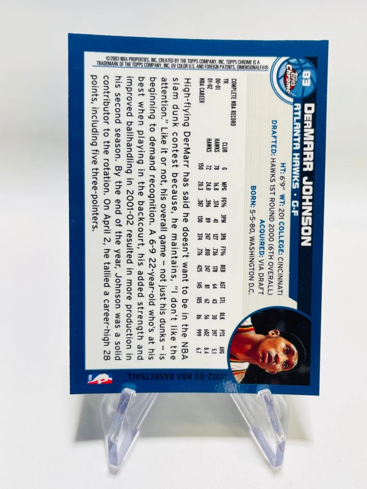 DERMARR JOHNSON 2002-03 Topps Chrome NBA Hawks #83 - Image 2 of 2