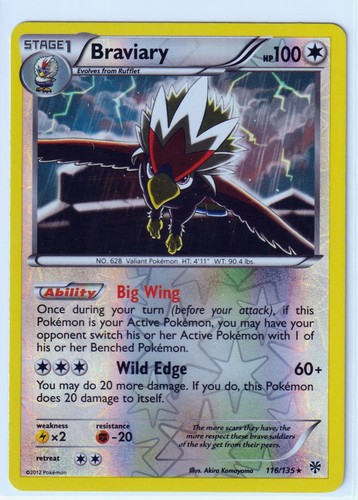 RARE BRAVIARY & RUFFLET - 2 EVO PLASMA STORM Pokemon Card- REVERSE HOLO NM/M - Picture 2 of 3