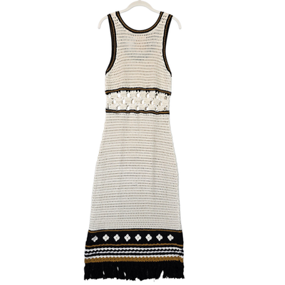 Mother The Frayed Edge Dress Sand Dune Sweater in Brown