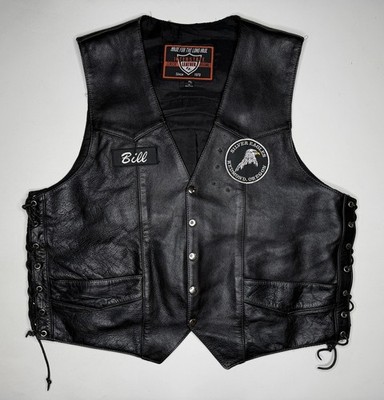 Vintage Interstate Leather Silver Eagles MC Motorcycle Vest Cut XL