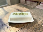 Vintage Pyrex Spring Blossom Green Butter Dish Covered Creamer Crazy Daisy Milk