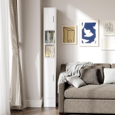 Slim 72" Tall Bathroom Storage Cabinet with Adjustable Shelves, White