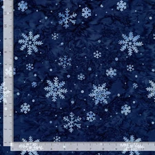 Tonga Batik Fabric | Frost Blue Snowflake Toss | Timeless Treasures YARD
