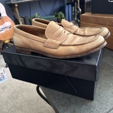 Vintage Prada Penny Loafers Tan  Men’s  Leather Dress Shoes Slip On 