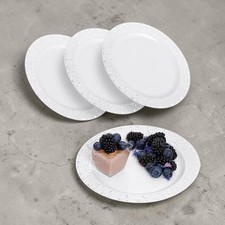 Reusable Plastic Plates Round White Lace Rim Party Tableware Set 7.5" 20 Pack