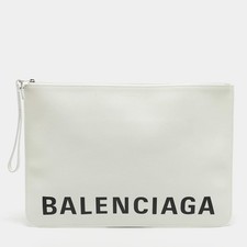 Balenciaga Cash Large White Leather Pouch