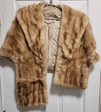 Vintage 60's Blonde 2-Way Mink Fur Wrap/Stole  Satin Lined Pockets  One Size