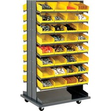 Double-Sided Mobile Rack 16 Shelvs with (64) 8"W Yellow Bins